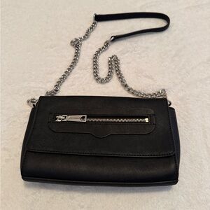 Rebecca Minkoff Black Clutch with Silver Chain